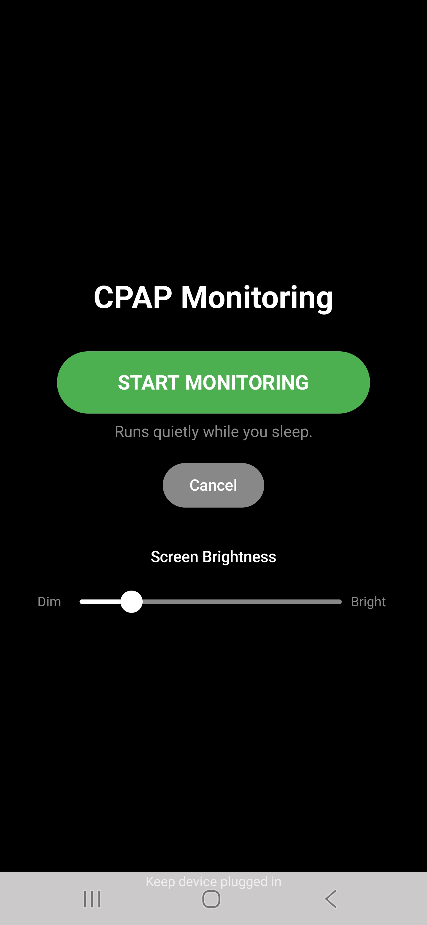Start Monitoring Screen