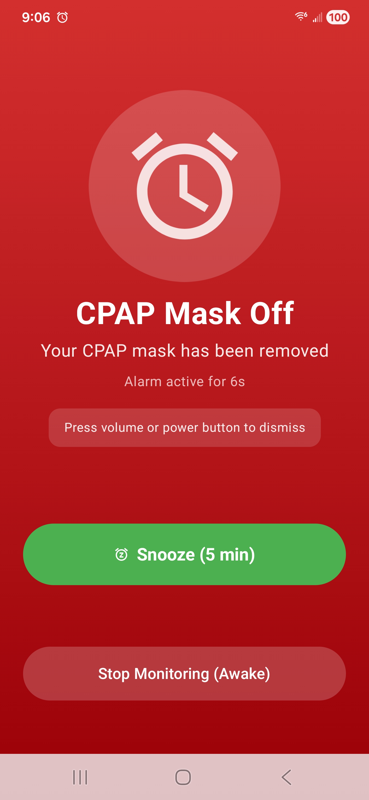 Mask Off Alarm Alert