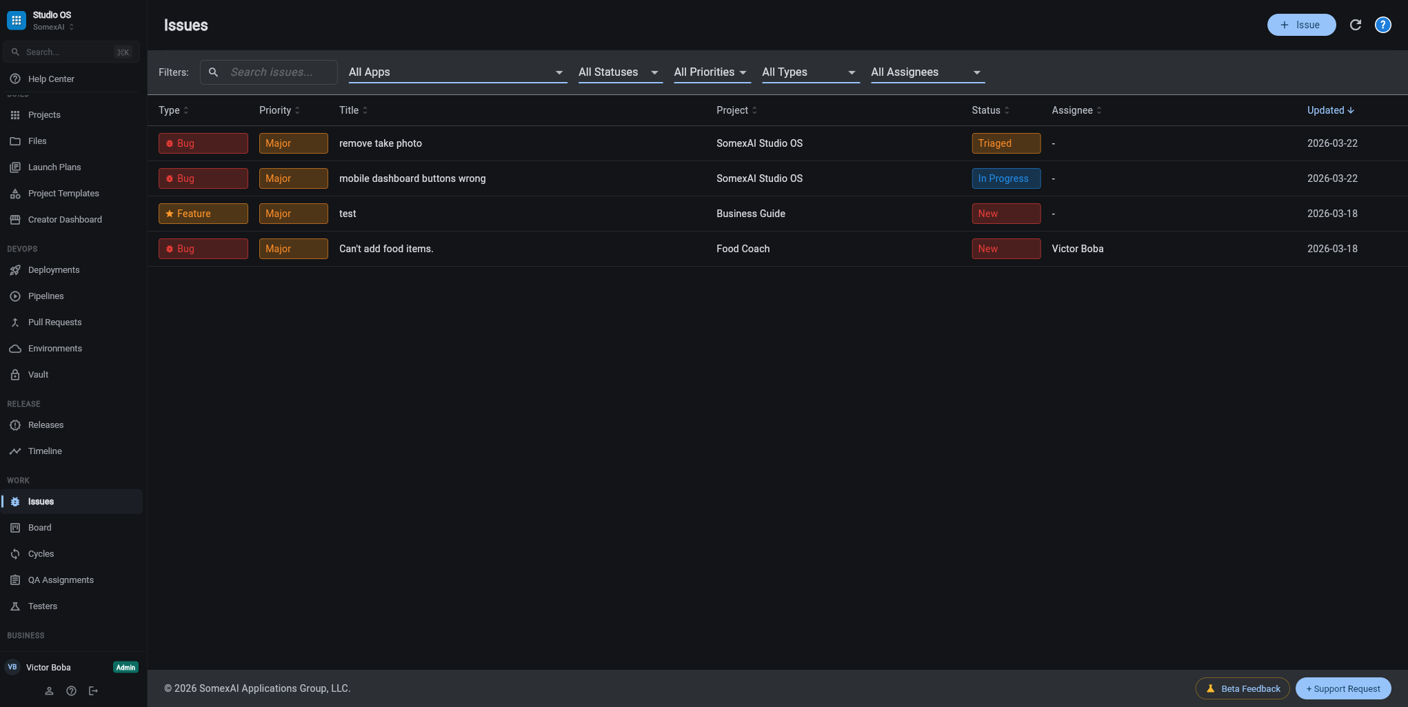 SomexAI Studio OS screenshot